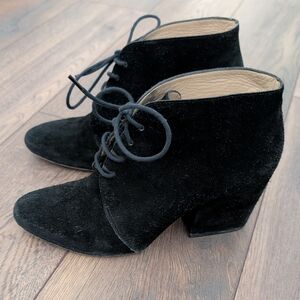 Kate Spade Black Lace Up Suede Boots
